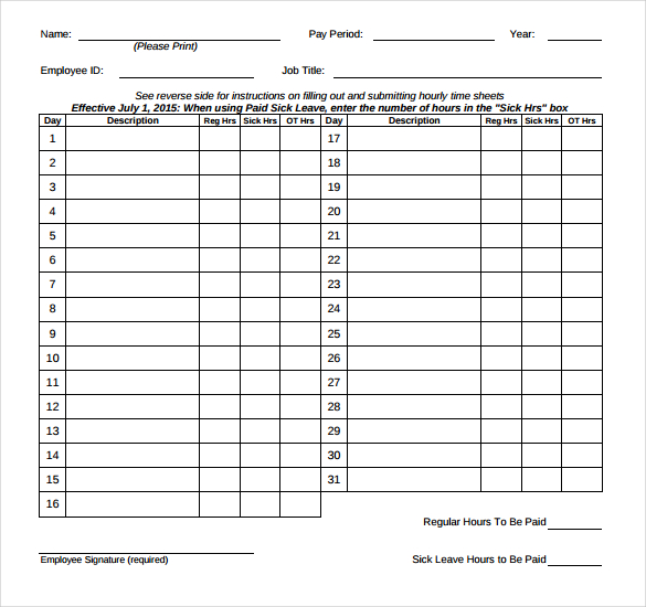 Hourly Log Sheet Template