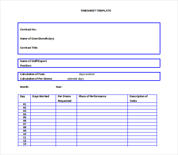 27+ MS Word Timesheet Templates Free Download