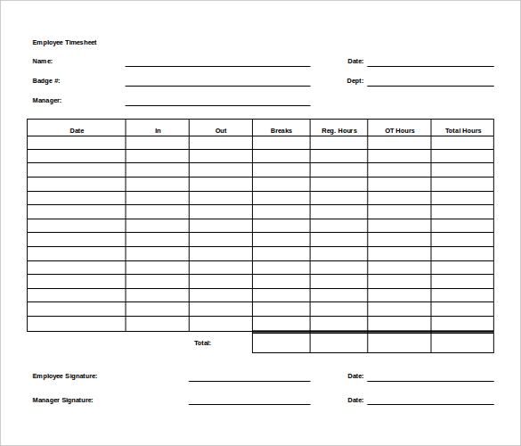 Free Timesheet Template Word Printable Templates