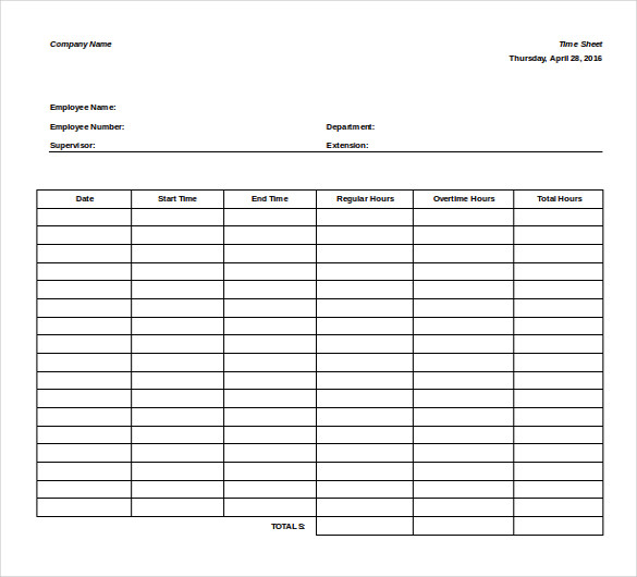 Timesheet Free Template For Your Needs