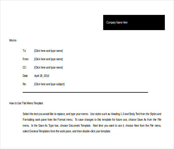 memo template for ms word