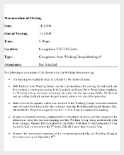 Memorandum of Meeting Template Free PDF Download