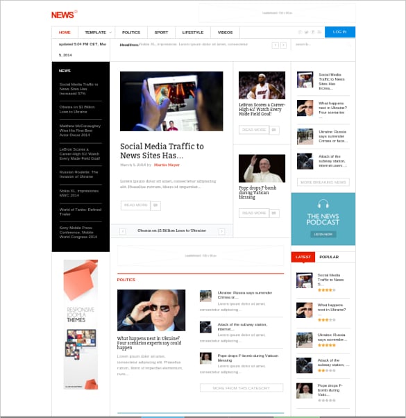 news editorial joomla website template