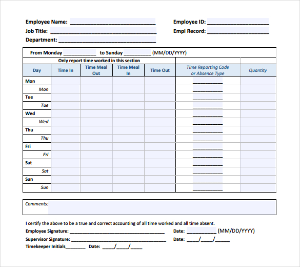 27+ Blank Timesheet Templates – Free Sample, Example Format Download ...