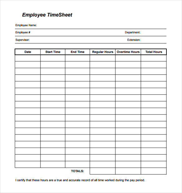 27+ Blank Timesheet Templates Free Sample, Example Format Download