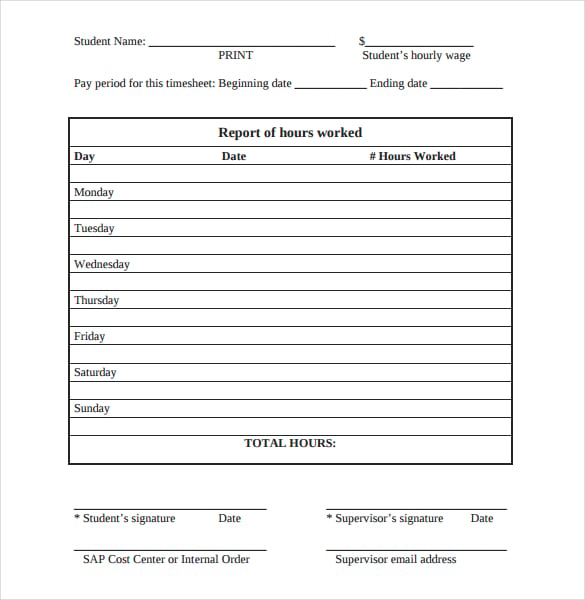 blank student timesheet template in pdf format