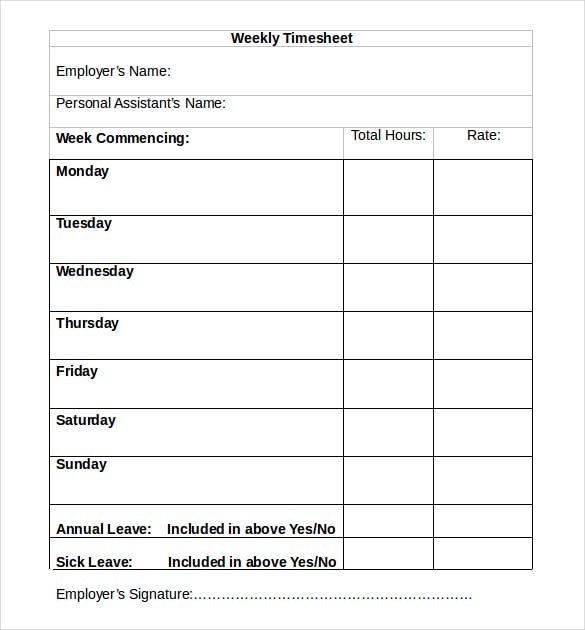 blank timesheet template download in word format