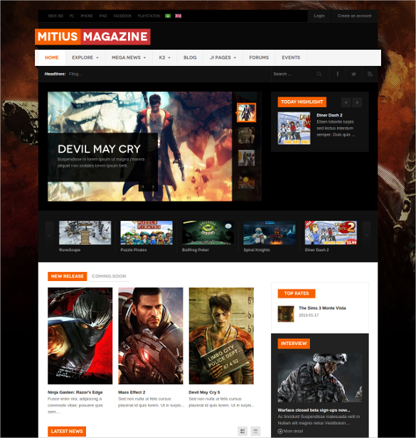 Free Gaming eCommerce Website Template Free PSD at