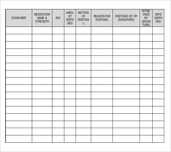 Printable Medication Disposal Form