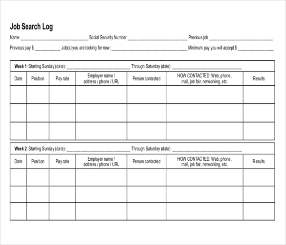 Work Search Log Template from images.template.net