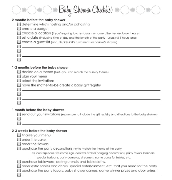 baby shower registry checklist document