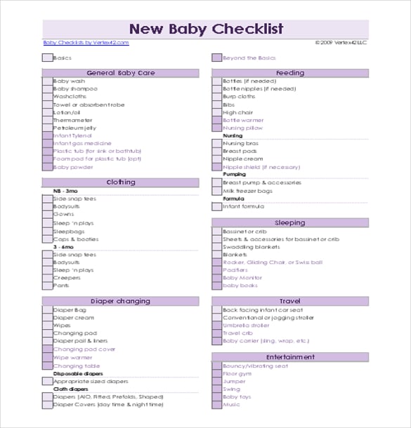 baby registry checklist word document
