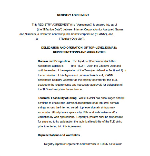 baby registry agreement word document download