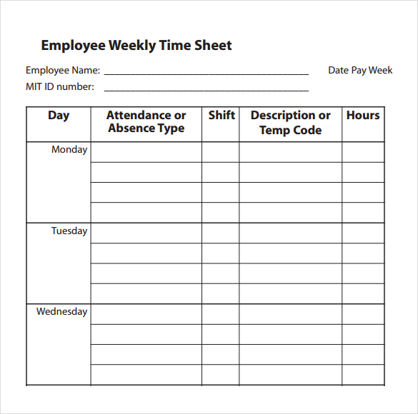 31 simple timesheet templates doc pdf free premium