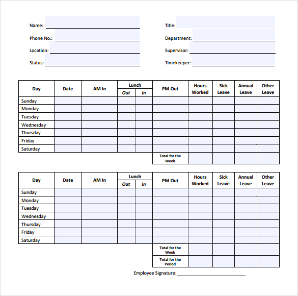 simple timesheet template free in pdf