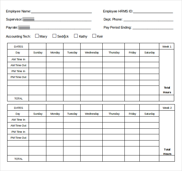 Basic Timesheet Template Word