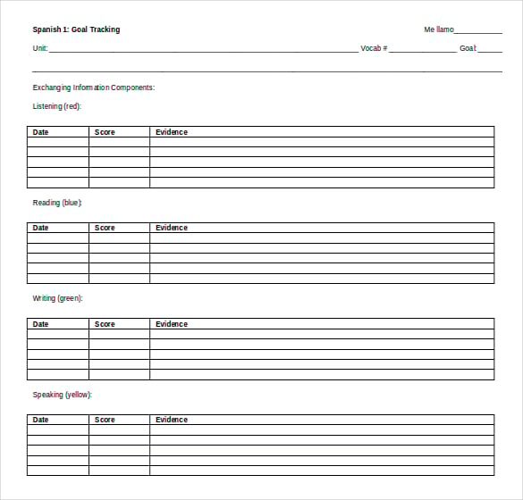 goal tracking template ms word format download