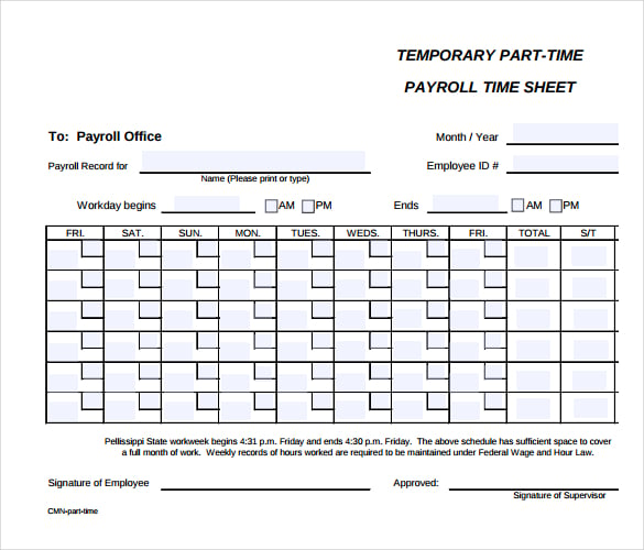 24 Payroll Timesheet Templates And Samples Doc Pdf Excel 4963