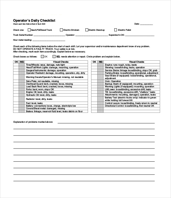 Daily Checklist Template - 30+ Word, Excel, PDF Documents Download ...