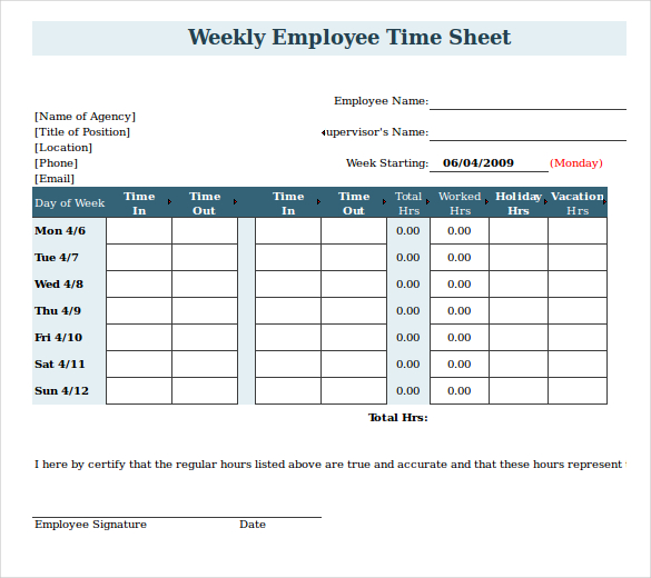 24 Payroll Timesheet Templates Samples DOC PDF Excel