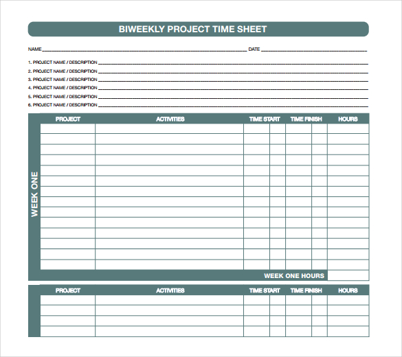 20 Project Timesheet Templates Samples DOC PDF Excel