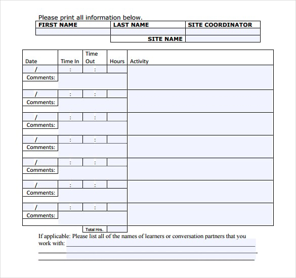 student project timesheet template download in pdf
