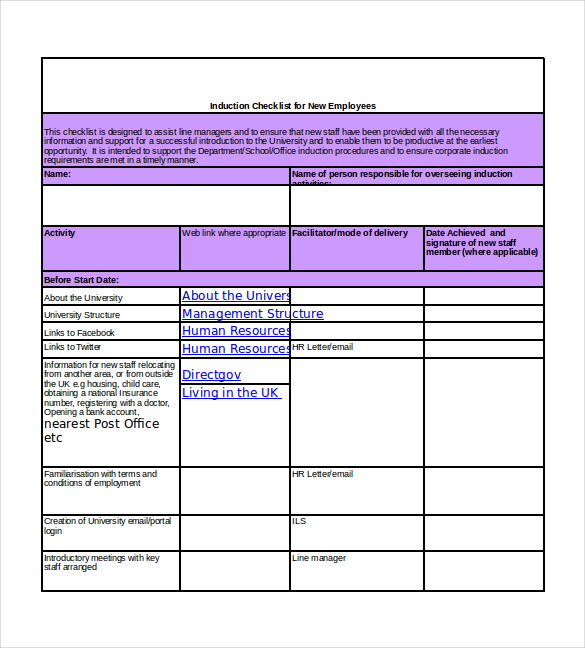 New Hire Checklist Template 18 Free Word Excel PDF Documents Download New Hire Checklist Template 18 Free Word Excel PDF Documents Download