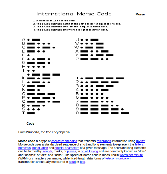 10+ Free Download Morse Code Chart Templates In Word