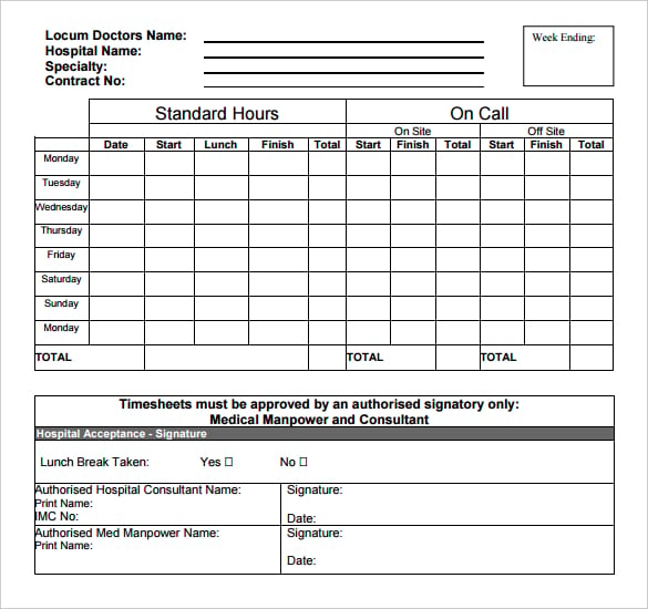 consultant timesheet template free download in pdf