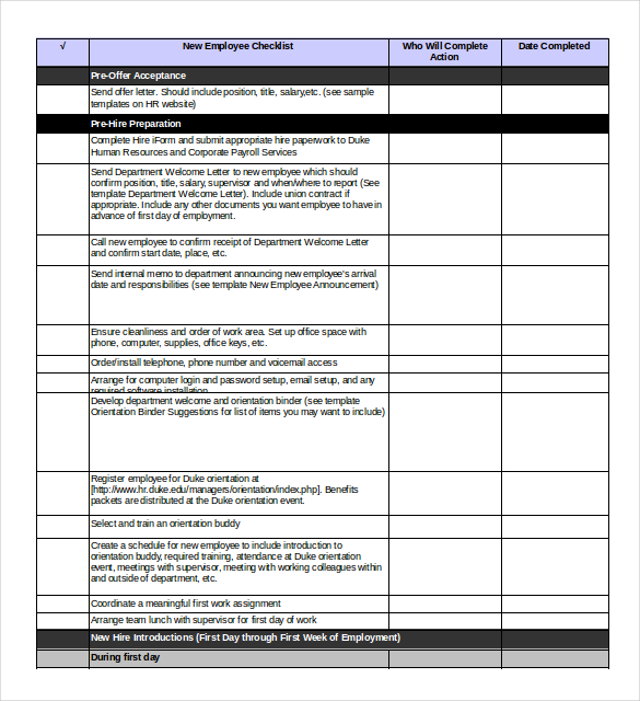 Onboarding Checklist Excel Format Template Download