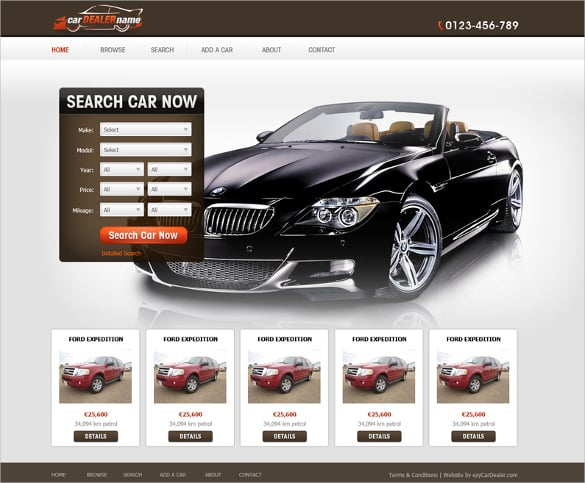 car dealer classified website template
