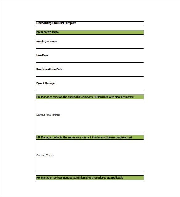 onboarding checklist excel format template