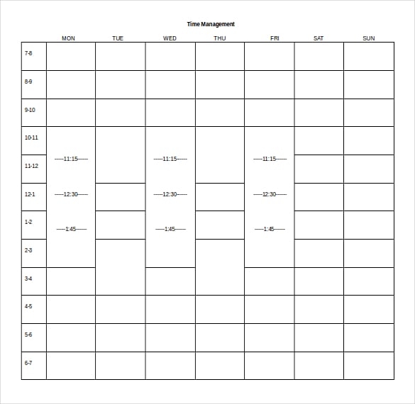 time management free download ms word format