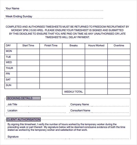 consultant weekly timesheet template download in pdf