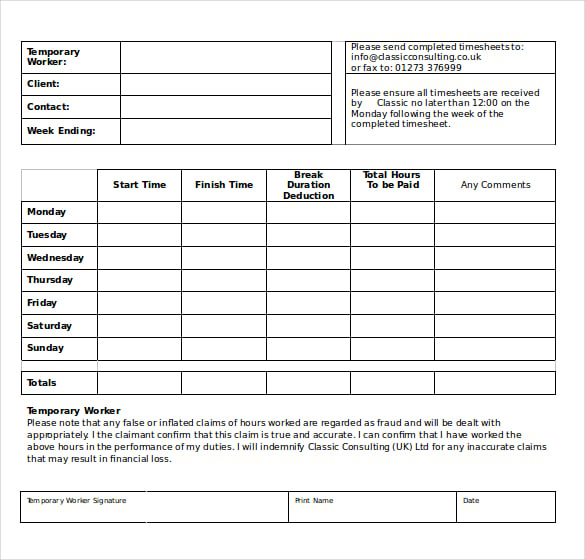 17+ Consultant Timesheet Templates & Samples DOC, PDF Free