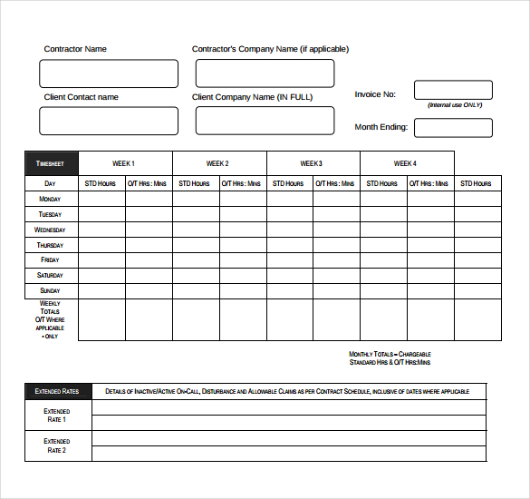 timesheet invoice template
 8  Timesheet Invoice Templates – Free Sample, Example Format ...