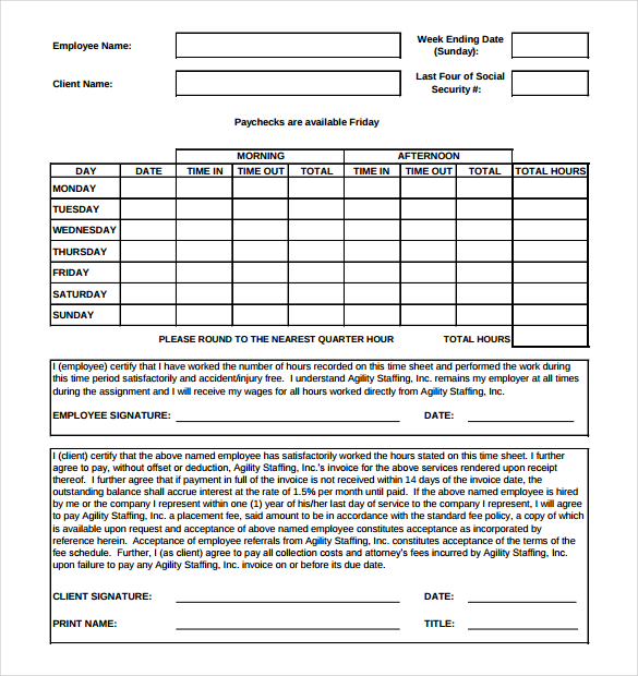 8+Timesheet Invoice Templates & Samples DOC, PDF