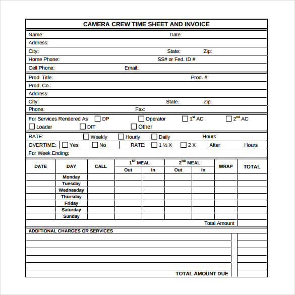 personal timesheet invoice template in pdf