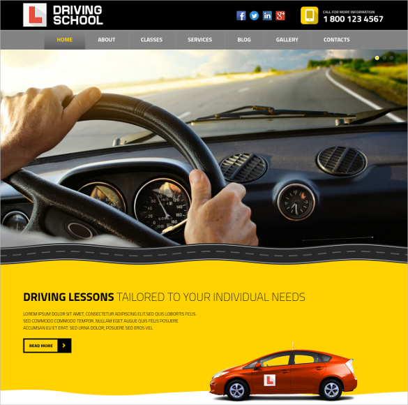 Driving School WordPress Website Template $43