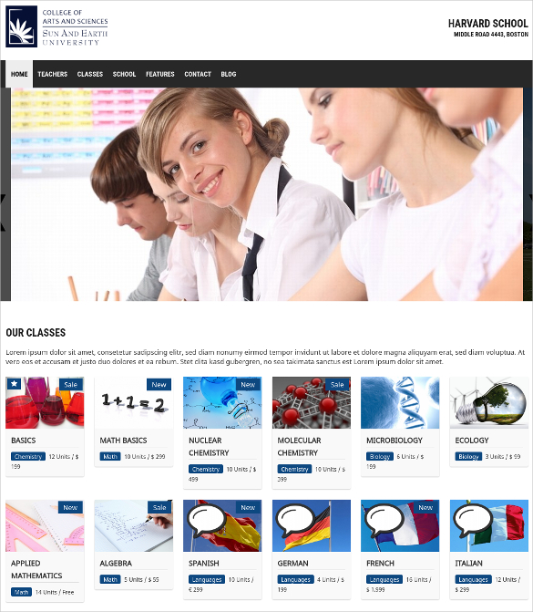 College WordPress School Website Theme $69