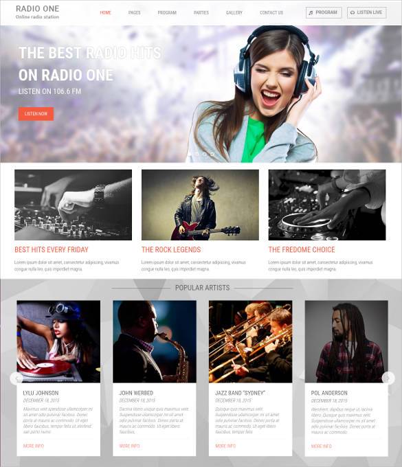 best online radio html bootstrap template