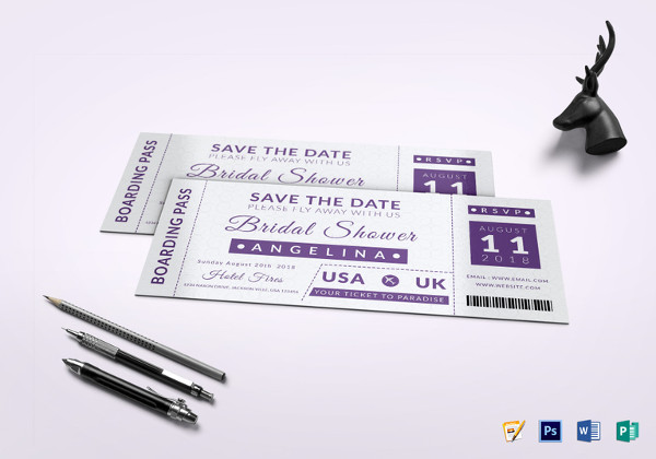 bridal shower boarding pass ticket template