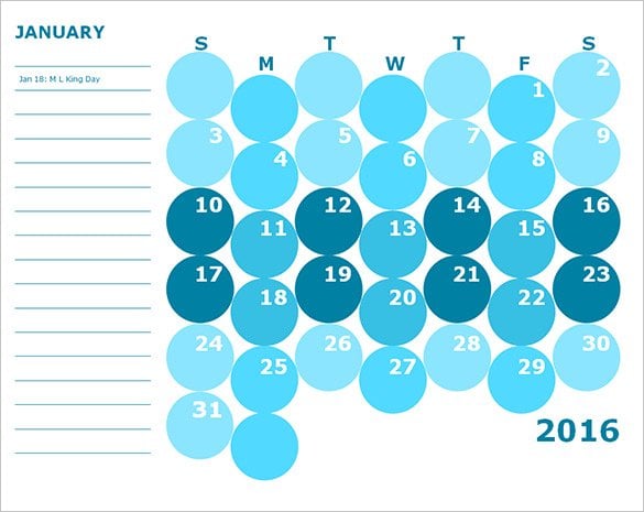 bubble 2016 monthly calendar template free downloa