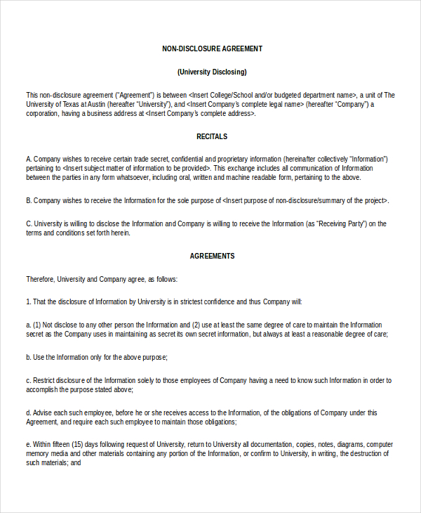 Mutual Non Disclosure Agreement Form – 10+ Free Word, PDF Documents ...