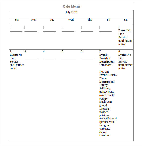 Daycare Menu - 13+ Free Templates in PSD, AI, Word