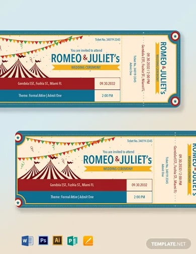 carnival wedding ticket template