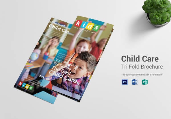 child care tri fold brochure design