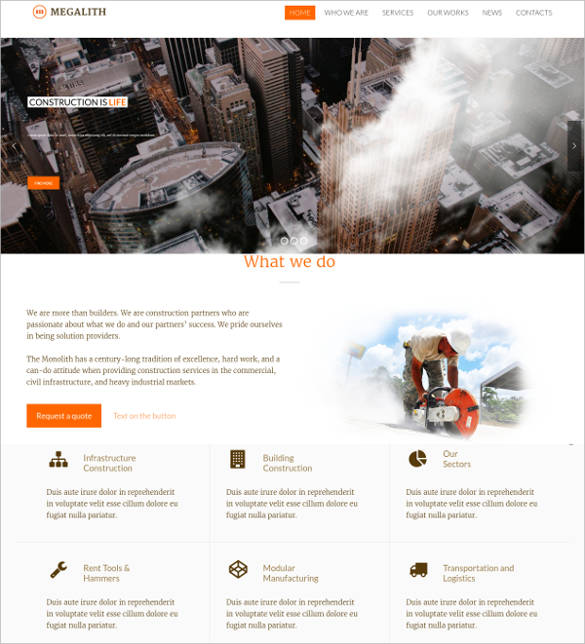 construction service website template