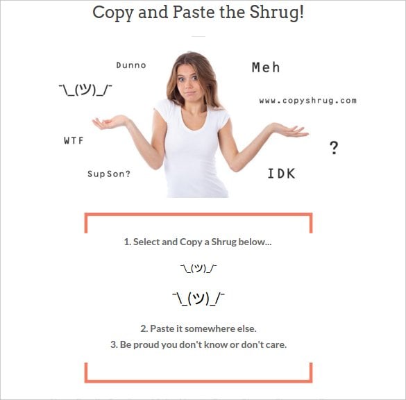 copy and paste the shrug with example download