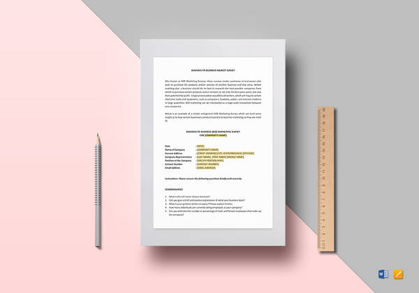 easy to print business market survey template